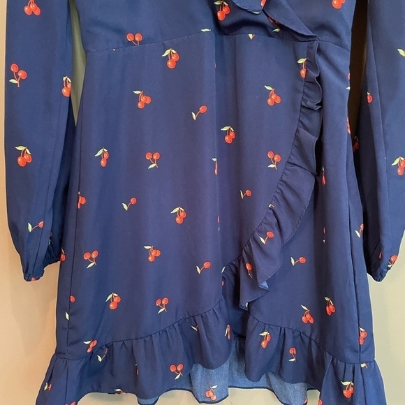 Sadie & Sage‎ Ruffled Cherry Print Faux Wrap Dress - Picture 6 of 10